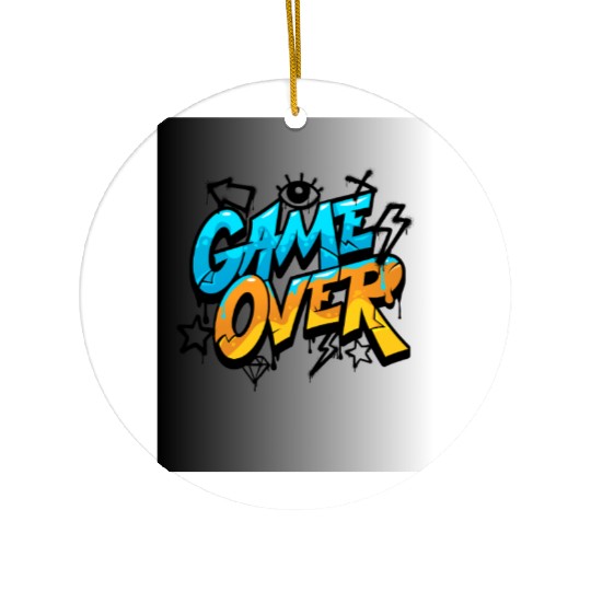 Graffiti Style Game Over Illustration Ceramic Ornaments