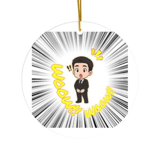 Surprised Business Man Illustration Ceramic Ornaments