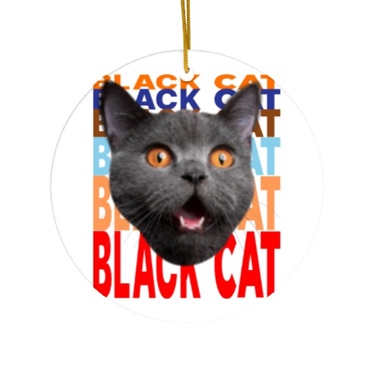 Black Cat Angry Look Ceramic Ornaments