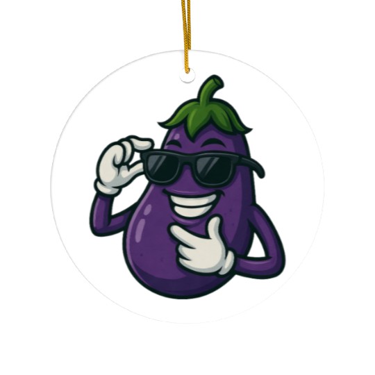 Cool eggplant vegetable design with sunglasses car Ceramic Ornaments
