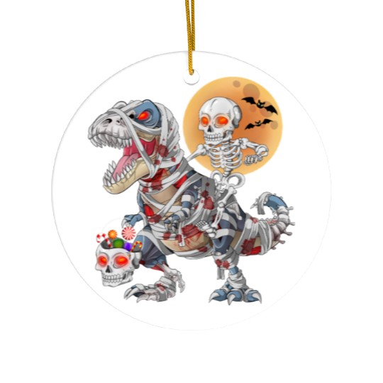 Skeleton Riding Zombie Mummy Dinosaur Halloween Ceramic Ornaments