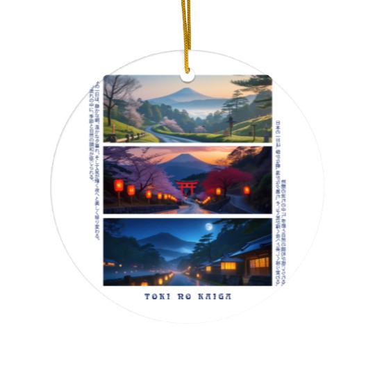 003 - Serene Mount Fuji Nightscapes Ceramic Ornaments