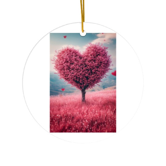 Romantic Heart Tree in Bloom Ceramic Ornaments