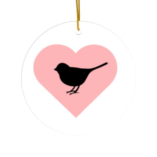 Silhouette Bird Heart Design Ceramic Ornaments