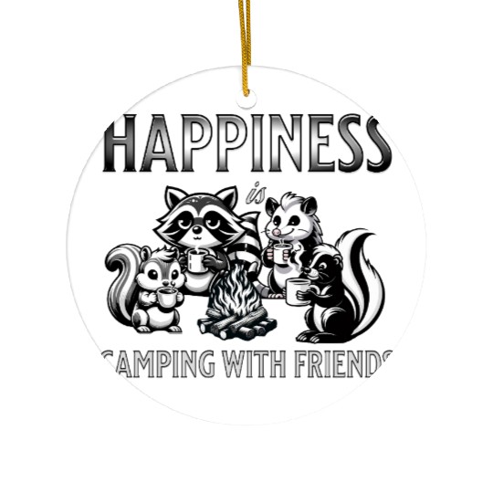 Happiness is Camping With Friends Ceramic Ornaments