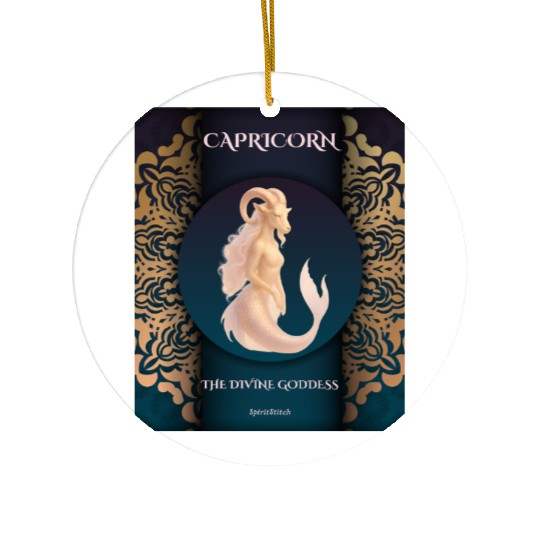 Capricorn Divine Goddess Illustration Ceramic Ornaments
