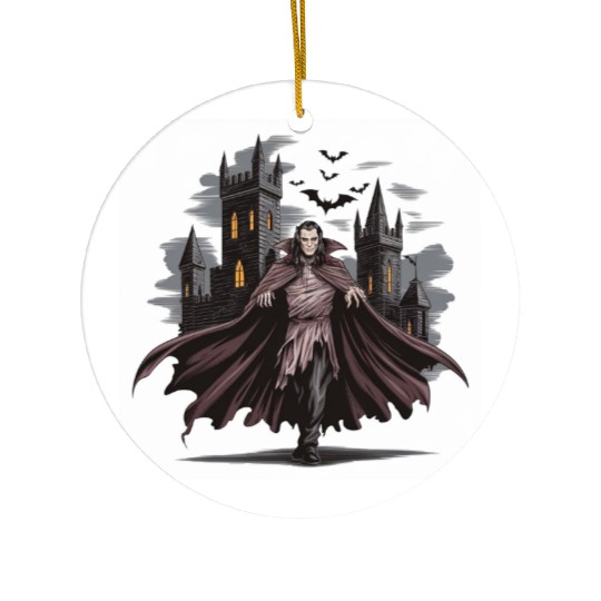 Vampire Count Gothic Castle Print Ceramic Ornaments