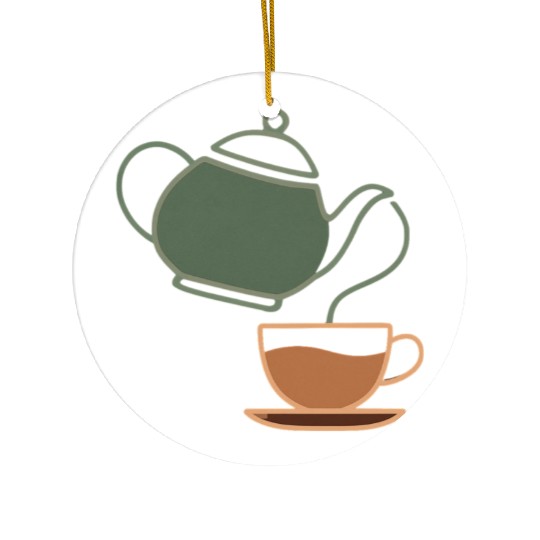 Vintage Tea Kettle and Cup Silhouette Ceramic Ornaments