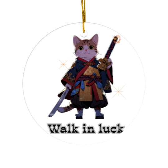 Samurai Cat Illustration for Apparel Ceramic Ornaments