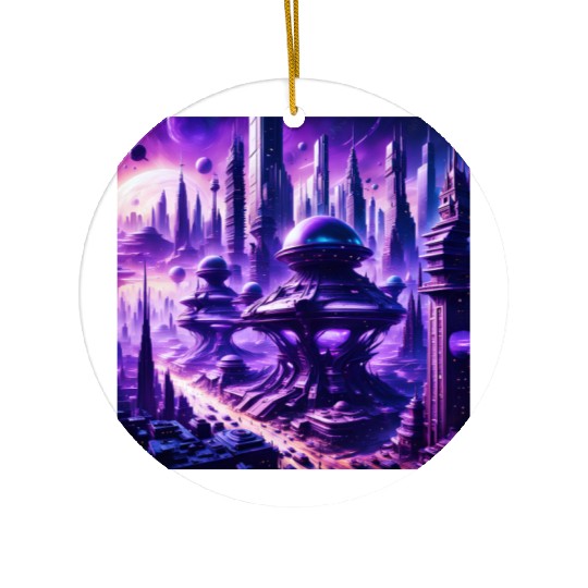 Futuristic Sci-FI Fantasy Alien Planet Ceramic Ornaments