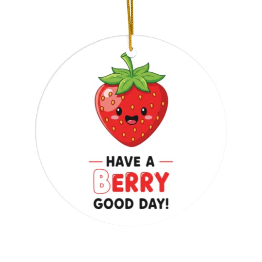 Cute Kawaii Strawberry Happy Face Design Ceramic Ornaments