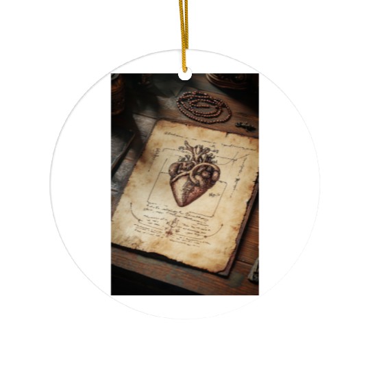 Anatomy of the Heart Sketch Ceramic Ornaments