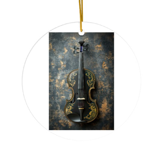 Elegant Black and Gold Violin Ceramic Ornaments