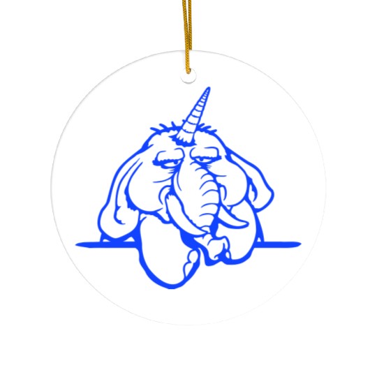 Unicorn Big Elephant Sitting Angry Sad Funny Cool Ceramic Ornaments