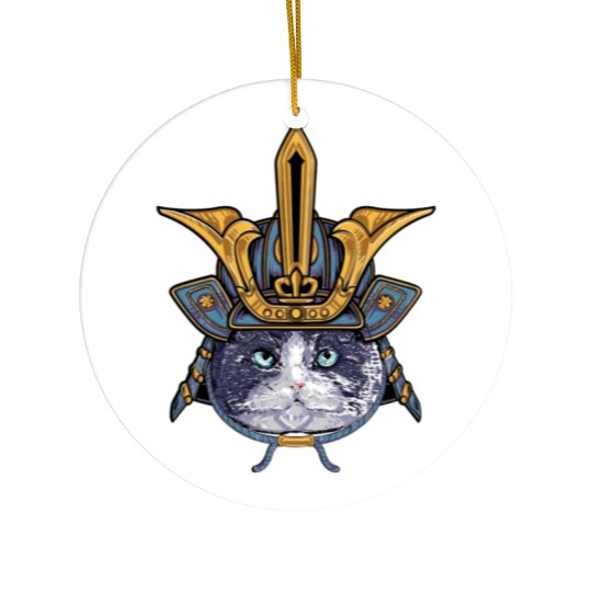 Samurai Cat Warrior Ceramic Ornaments
