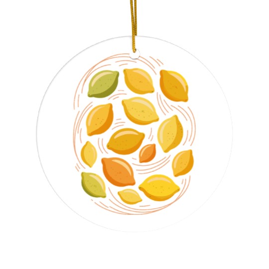 Lemon Pattern for Citrus Lovers Ceramic Ornaments