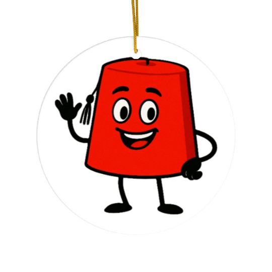 Whimsical Red Lamp Character Design Ceramic Ornaments