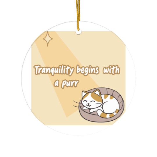 Peaceful Cat Relaxation Illustration Ceramic Ornaments