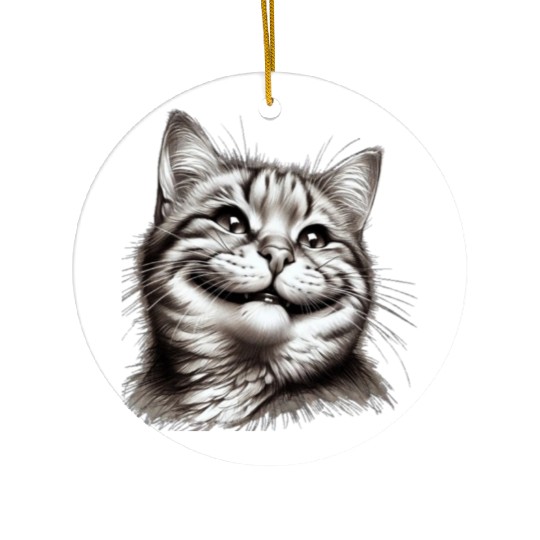 Joyful Cat Illustration for Apparel Ceramic Ornaments