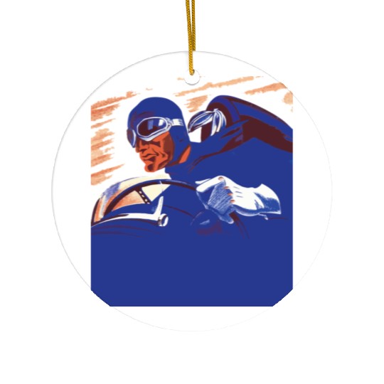 Car Driver in Blue Ceramic Ornaments