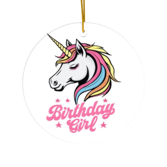 Sparkling Rainbow Unicorn Birthday Ceramic Ornaments