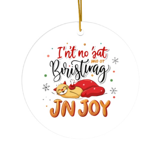 Festive Cat Joy Christmas Design Ceramic Ornaments