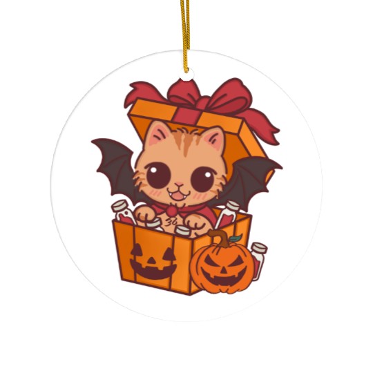 Halloween Cat with Potion Gift Box Ceramic Ornaments