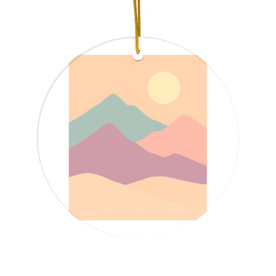 Pastel Mountain Serenity Ceramic Ornaments