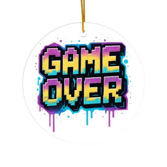 Pixelated Game Over Graffiti Design Ceramic Ornaments