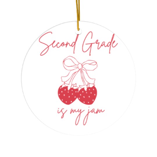 Funny Strawberry Second Grade Teacher Women Back Ceramic Ornaments