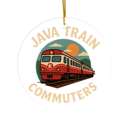 Java Train Commuters Illustration Ceramic Ornaments
