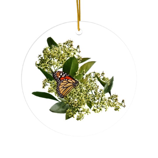 Monarch Butterfly on Euonymus Ceramic Ornaments