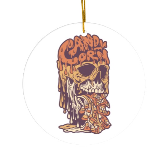 Candy Corn Skull Ceramic Ornaments