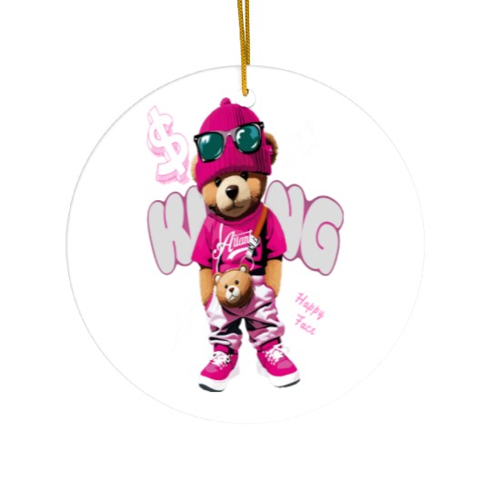 Trendy Teddy Bear Streetwear Design Ceramic Ornaments