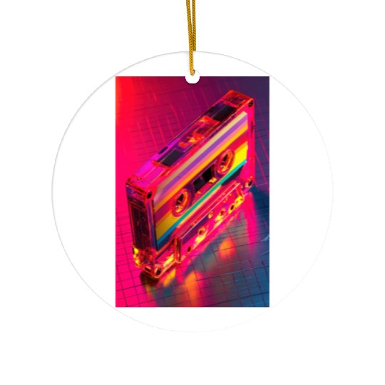 Neon Rainbow Cassette Tape Ceramic Ornaments
