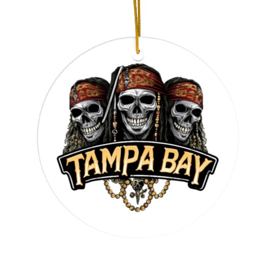 Pirate Skull with Tampa Bay Banner Ceramic Ornaments