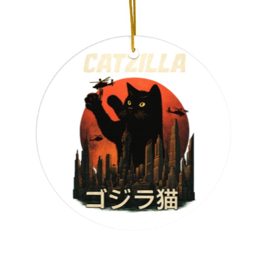 Vintage Catzilla: Funny Cat Monster Ceramic Ornaments