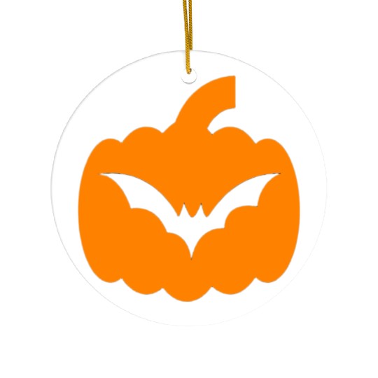 Halloween Bat and Pumpkin Design Ceramic Ornaments