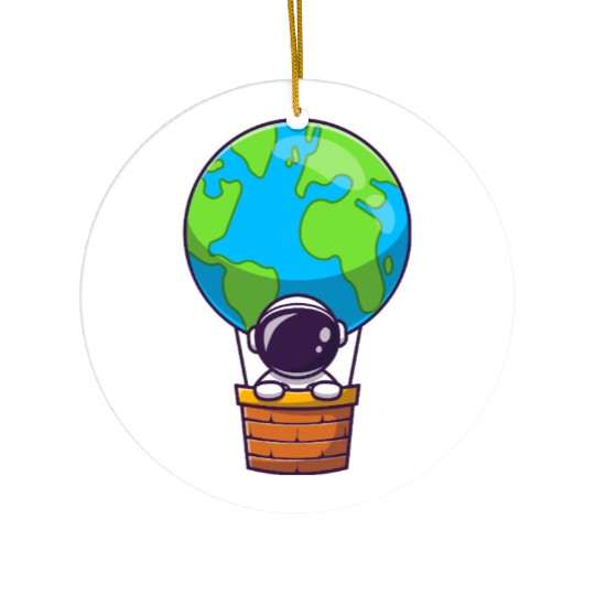 Earth Balloon Illustration Ceramic Ornaments