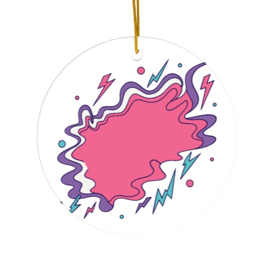Vibrant Storm Cloud Illustration Ceramic Ornaments