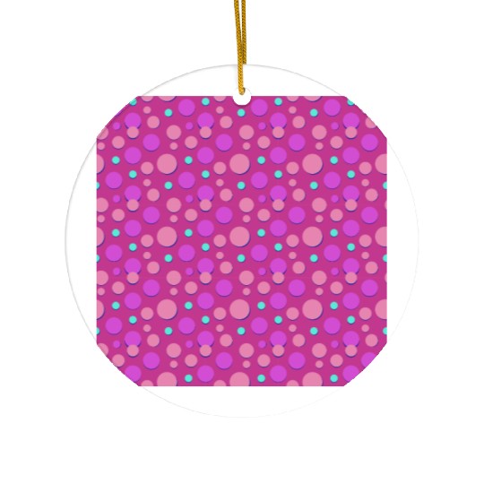 Vibrant Polka Dot Pattern in Pink and Purple Ceramic Ornaments