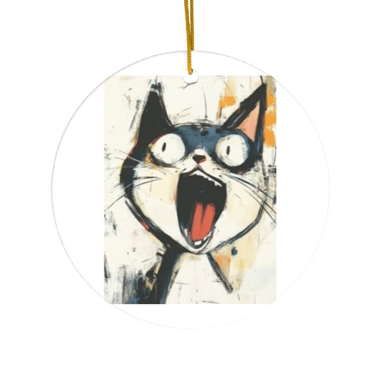 Funny Screaming Cat – Meme Expression Ceramic Ornaments