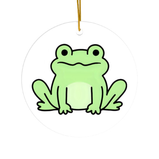 Lime Green Cartoon Frog Design Ceramic Ornaments