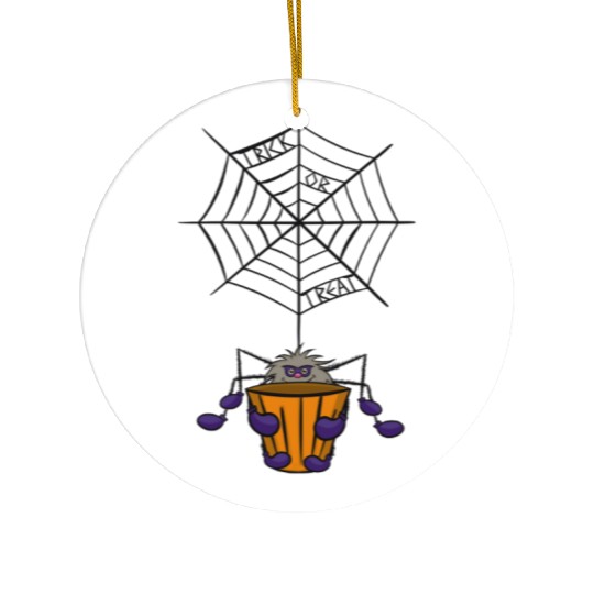 Cartoon Spider hanging from Web holding Bucket Ceramic Ornaments