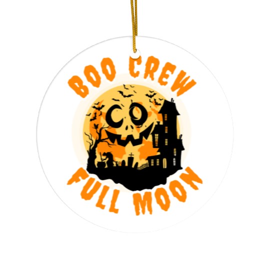 Halloween Boo Crew Full Moon Ceramic Ornaments