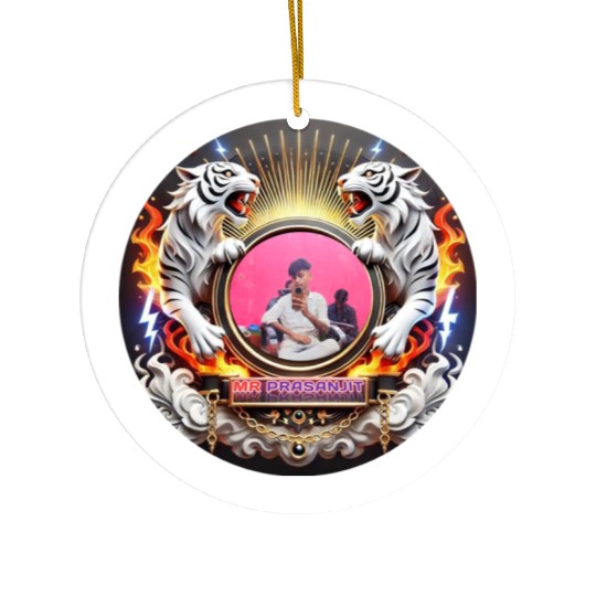 Vibrant Tiger Mirror Design Ceramic Ornaments