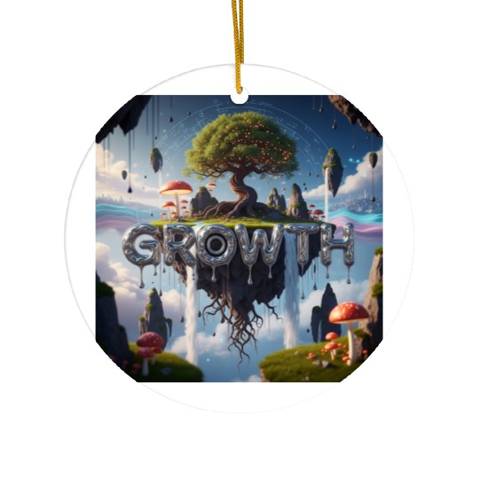 Floating Island Growth Illustration Ceramic Ornaments