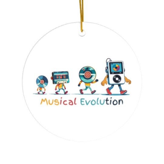 Retro Music Evolution Illustration Ceramic Ornaments