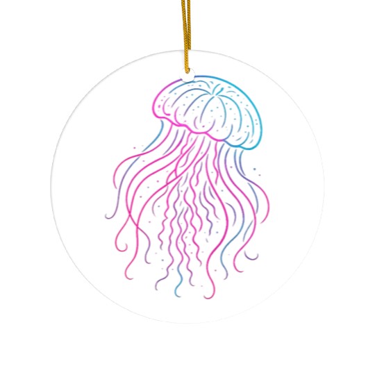 Neon Jellyfish Underwater Glow Ceramic Ornaments
