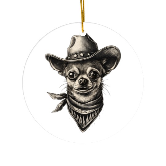 Western Chihuahua Cowboy Design Ceramic Ornaments